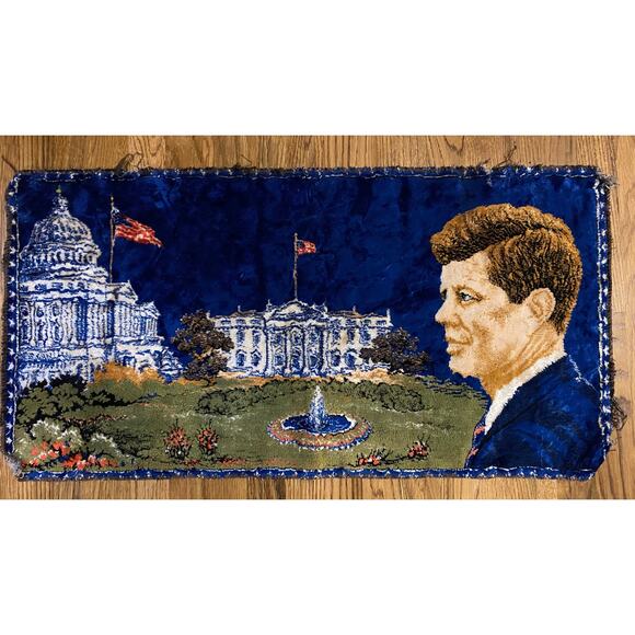 Vintage JFK Tapestry Art 60's Decor White House John F. Kennedy President - Picture 1 of 8